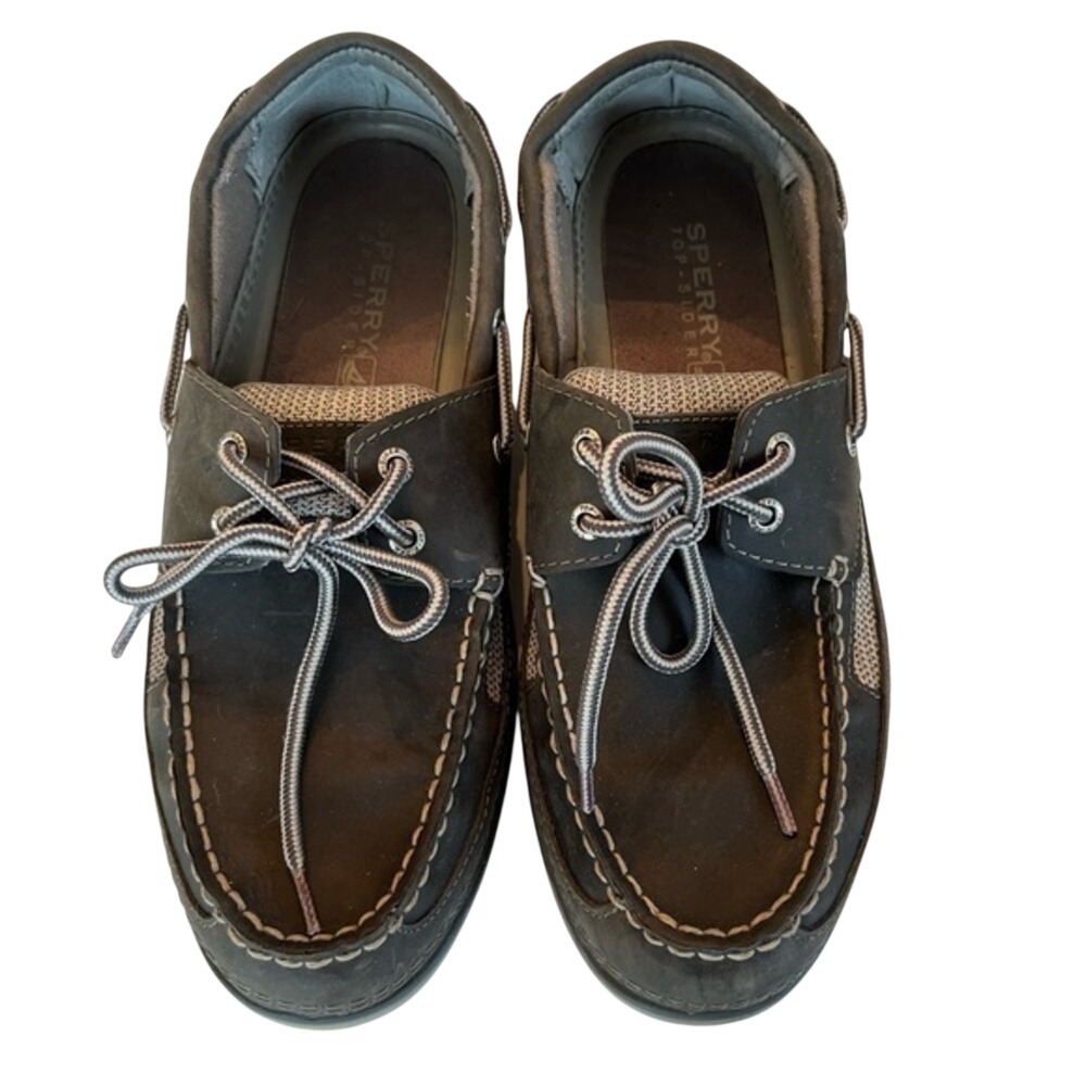 Sperry Top-Sider Mens Billfish 3-Eye Boat Shoes Brown Leather Mesh 10.5M